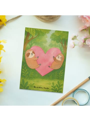 Mr. & Mrs. Panda Grußkarte Faultiere Herz Design ohne Spruch in Weiß
