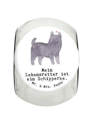 Mr. & Mrs. Panda Leckerli Glas Schipperke Lebensretter mit Spruch in Weiß