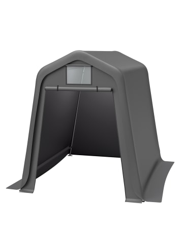 ABRIHOME Gerätehaus in Grau 245x183x217 cm wasserdicht mit Rolltor für Fahrrad Carport