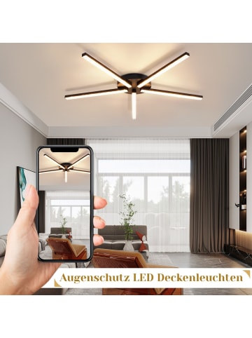 ZMH LED Deckenleuchte in Schwarz 24W Modern 3000K Warmweiß Kristall L 63.3CM