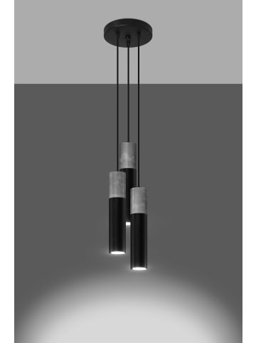 Nice Lamps  Hängeleuchte EDO 3P Schwarz Sthal Beton grau Minimalistisch (H)110cm (L)20cm