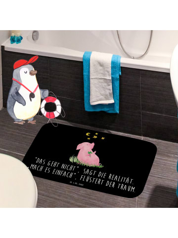Mr. & Mrs. Panda Duschvorleger Schwein Glück mit Spruch in Schwarz