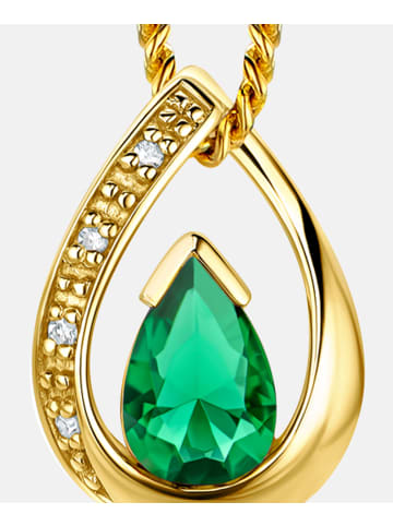 Diamant L'éternel Halskette aus 375 Gelbgold mit 0.3 Karat Diamant mit Smaragd