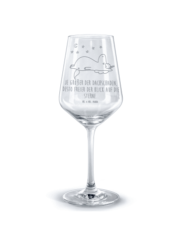 Mr. & Mrs. Panda Rotwein Glas Einhorn Sternenhimmel mit Spruch in Transparent