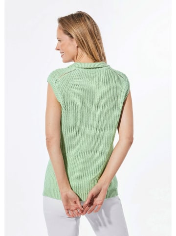GOLDNER Stricktop Stricktop mit V-Ausschnitt in salbei