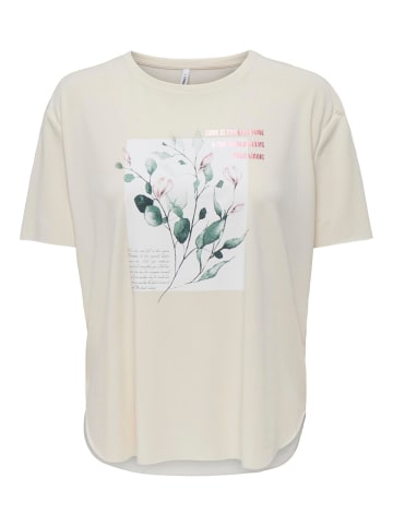 ONLY T-Shirt 'Free Life' in Beige