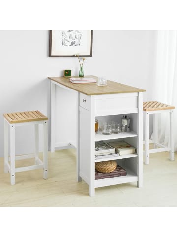 SoBuy Bartisch in Weiß und Braun - (B)120 x (H)90 x (T)55cm