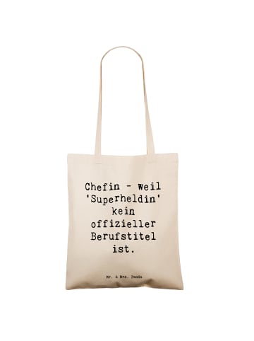 Mr. & Mrs. Panda Jutetasche Spruch Chefin Superheldin mit Spruch in Creme