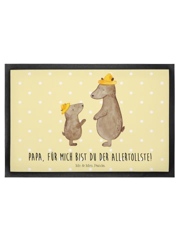 Mr. & Mrs. Panda Schmutzfangmatte Bären mit Hut mit Spruch in Gelb Pastell