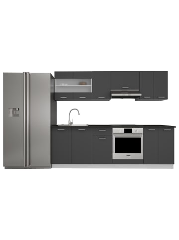 VCM  8-tlg Einbauküche Küchenzeile 240 cm Esilo in Weiß / Anthrazit