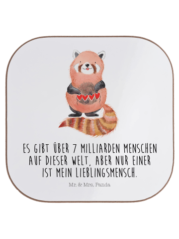 Mr. & Mrs. Panda gläseruntersetzer Roter Panda mit Spruch in Weiß