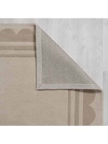 KADIMA DESIGN Wollteppich Kurzflor WENSUM Geometrisch Abstrakt Handgetuftet in Beige
