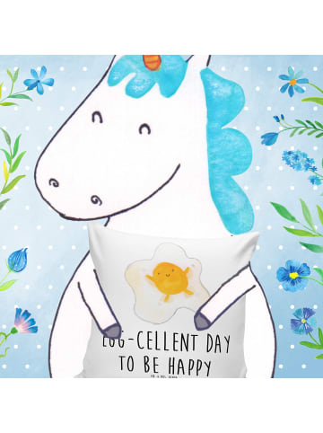 Mr. & Mrs. Panda Deko Kissen Spiegelei Ei mit Spruch in Weiß