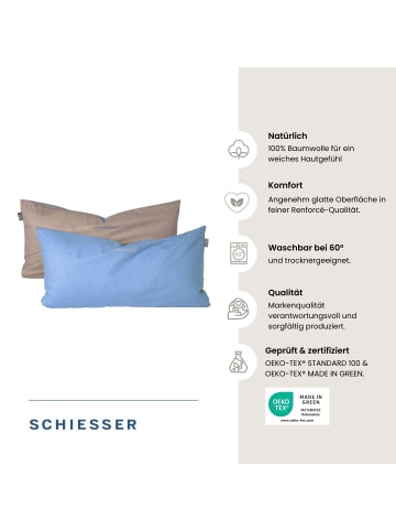 Schiesser Kissenhüllenset Doubleface 2-teilig in Hellblau-Silber