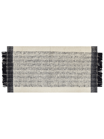 Beliani Geflochtener Teppich KETENLI in Weiß/Schwarz - (W) 80 x (H) 1.5 x (L) 150 cm