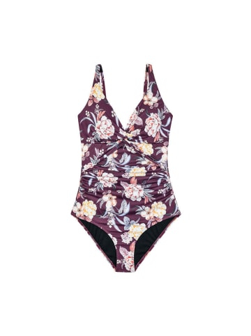 COFI 1453 Eleganter Floral Shaping-Badeanzug für Damen mit Blumendruck in Lila