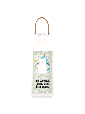 Mr. & Mrs. Panda Laterne Einhorn Fitness mit Spruch in Transparent