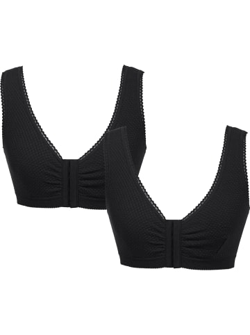 MedoVital Baumwolle Vorderverschluss-BH ohne Bügel 2er-Pack in schwarz