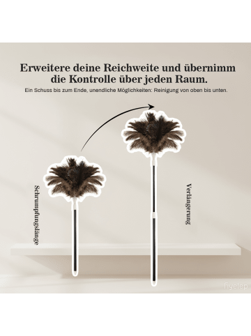 Home Nature Wohnkonzept Staubwedel Teleskop aus Straußenfedern in Schwarz 75-113 cm