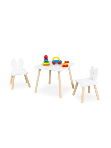 relaxdays 3-tlg. Kindersitzgruppe in Weiß/ Natur