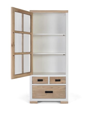 Giner y Colomer Vitrine aus massivem Mindiholz mit 3 Schubladen und Glastür in White
