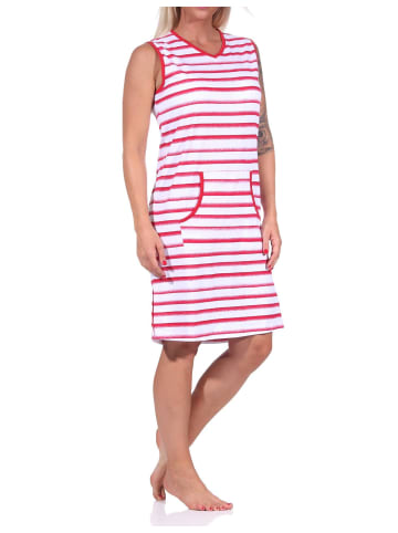 NORMANN Achselträger Nachthemd Strandkleid Streifen - 73451 in rot