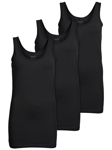 ONLY 3er-Set New Long Tank Top in Schwarz (Black)