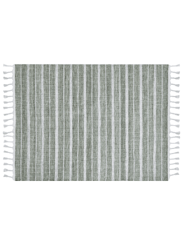 Beliani Geflochtener Teppich BADEMLI in Grün/Weiß - (W) 160 x (H) 1 x (L) 230 cm