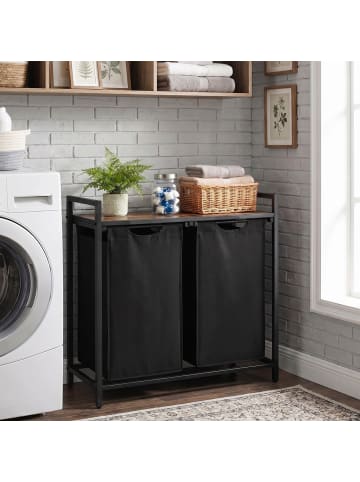 VASAGLE Wäschekorb Brenta in Schwarz-Braun - (B)33 x (H)72 x (T)73 cm