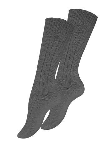 Cotton Prime® Trachtensocken 2 Paar, mit Zopfmuster in anthrazit