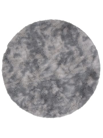 Pergamon Hochflor Shaggy Teppich Fluffy Rund in Grau