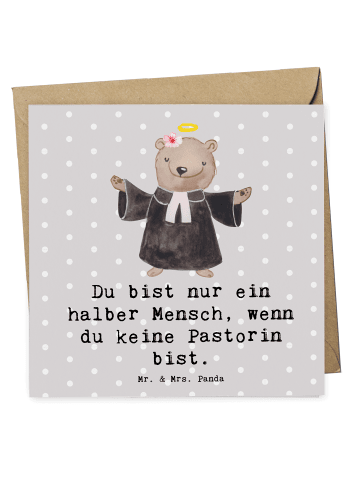 Mr. & Mrs. Panda Deluxe Karte Pastorin Herz mit Spruch in Grau Pastell
