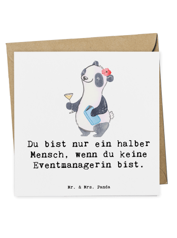 Mr. & Mrs. Panda Grußkarte Eventmanagerin Herz mit Spruch in Weiß