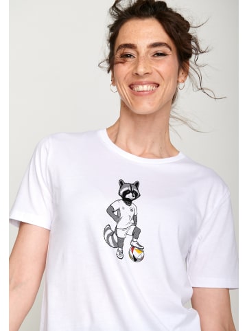 GreenBomb T-Shirt Football Raccoon in Weiß
