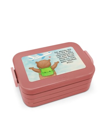 Mr. & Mrs. Panda Bento Box Bär Flugzeug Design mit Spruch in Rot Pastell