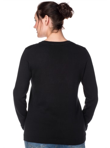 sheego V-Ausschnitt-Pullover in schwarz