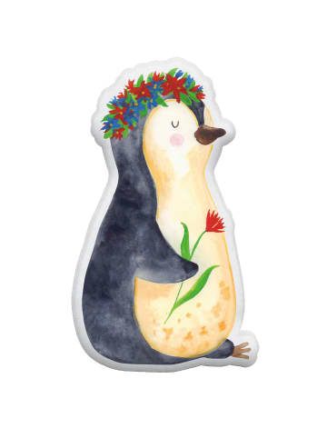 Mr. & Mrs. Panda Dekokissen Pinguin Blumen ohne Spruch in Weiß