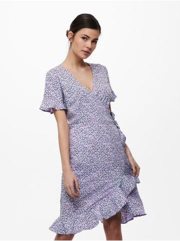 ONLY Lockeres Kurzarm Midi Blusen Wickelkleid mit Bindegürtel ONLOLIVIA in Violett