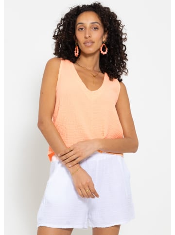 SASSYCLASSY Musselin Top mit V-Ausschnitt in orange