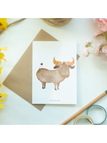 Mr. & Mrs. Panda Grußkarte Sternzeichen Stier ohne Spruch in Weiß