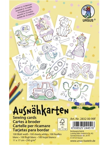 Buntpapierfabrik Ludwig Bähr Ausnähkarten weiß 11x17cm Packung mit 100 Blatt (10 Motive)