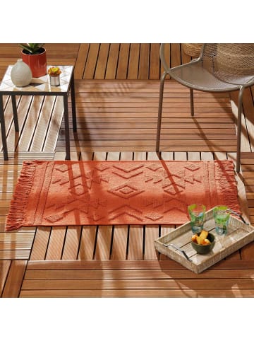 Douceur d’Intérieur Jacquard-Teppich mit Fransen CILAOS in Terrakotta, 120 x 170 cm