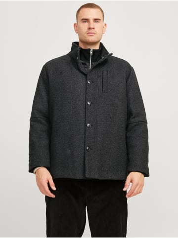 JACK & JONES PLUS Wollmantel in Dark Grey Melange
