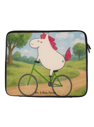 Mr. & Mrs. Panda Laptop Hülle Einhorn Radfahrer Design ohne Spruch in Weiß
