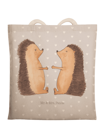 Mr. & Mrs. Panda Tote Bag Igel Liebe ohne Spruch in Grau Pastell