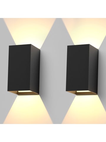 ZMH 2er-Set Wandleuchte LED in schwarz Modern 3000K warmweiß 5W IP65 Up Down L 10cm