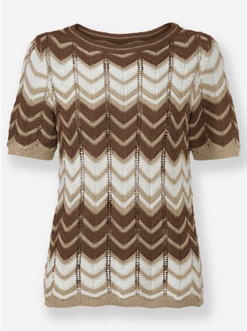 WITT WEIDEN Ajourpullover in braun-ecru-gemustert