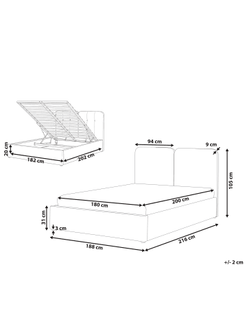 Beliani Doppelbett ARBOIS in Beige/Schwarz - (W) 188 x (H) 105 x (L) 216 cm