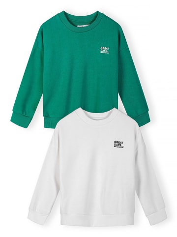 Minoti 2-er Pack Rundhalspullover NOSFLEECE403 in weiß