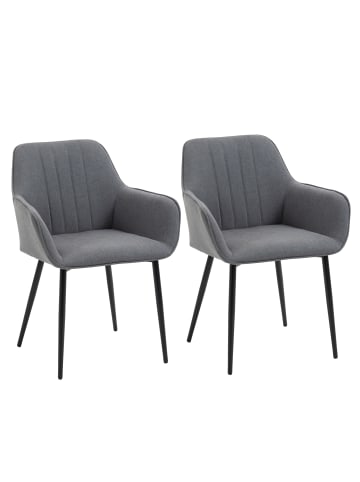 HOMCOM Esszimmerstühle-59,5L x56,5B x 81L cm-Dunkelgrau